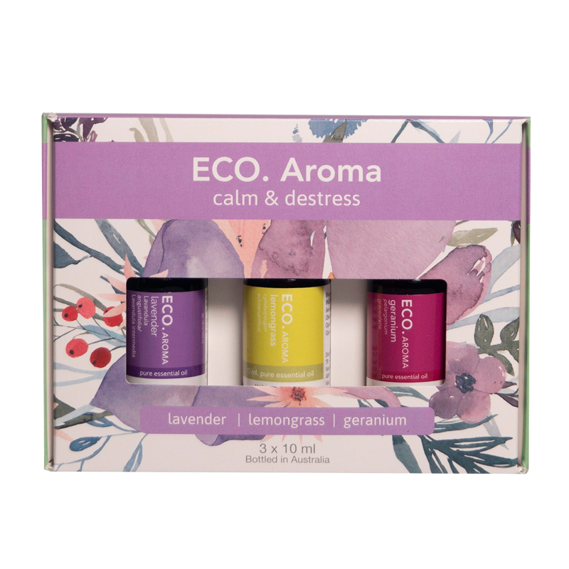 ECO. Aroma Calm & Destress Aroma Trio - Lavender, Geranium, Lemongrass 3x10 ml (10 ml)