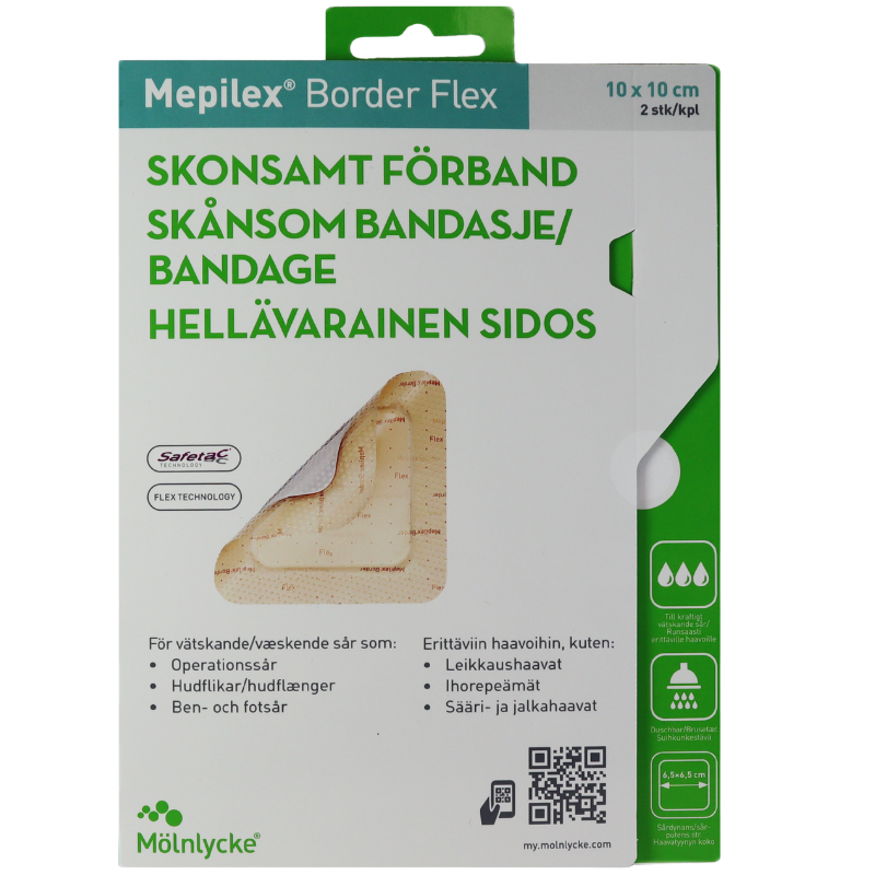 Mepilex Border Flex Fleksibel Skum M. Silikoneklæb 10 x 10 cm (2 stk)
