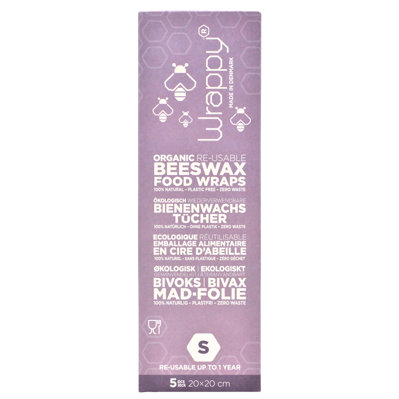 Wrappy Genanvendeligt Bivoks Madindpakning Ø 20x20 cm - 5 stk