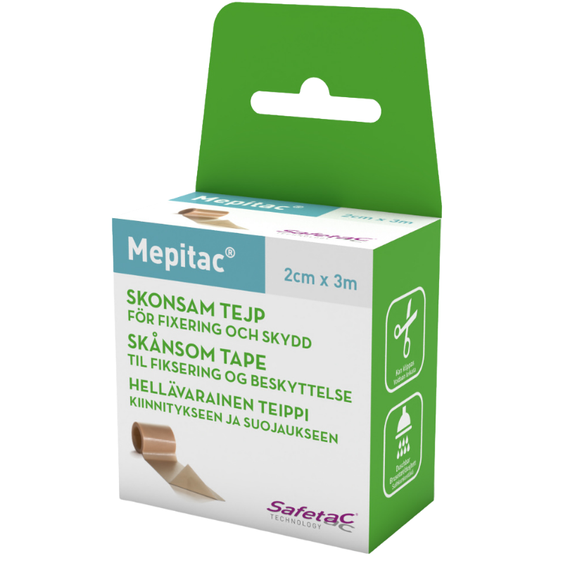 Mepitac Fikseringstape M. Silikoneklæb 2 cm x 3 m (1 stk)