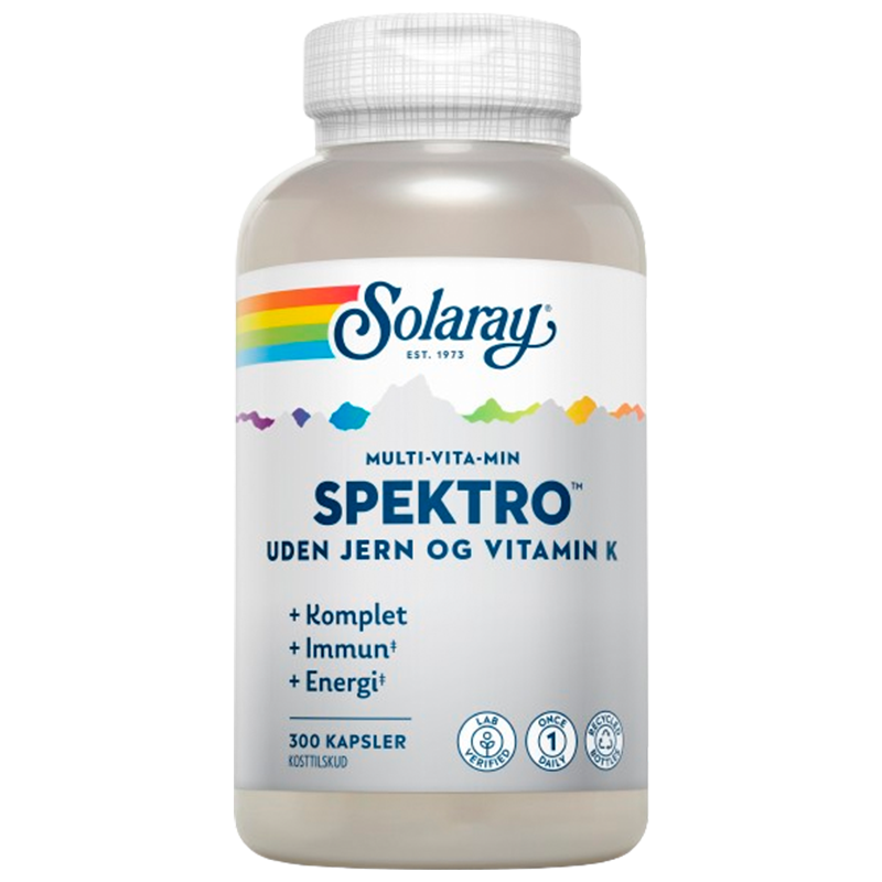 Solaray Spektro u/jern og K-vitamin - 300 kaps.