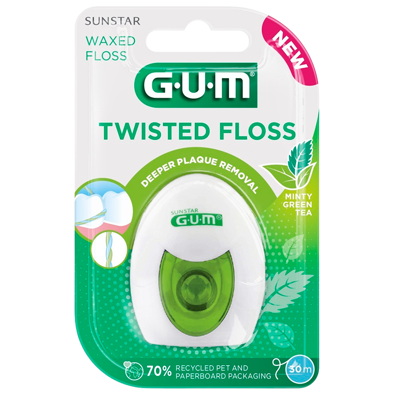 GUM Twisted Floss Waxed Mint + Green Tea (30 m)