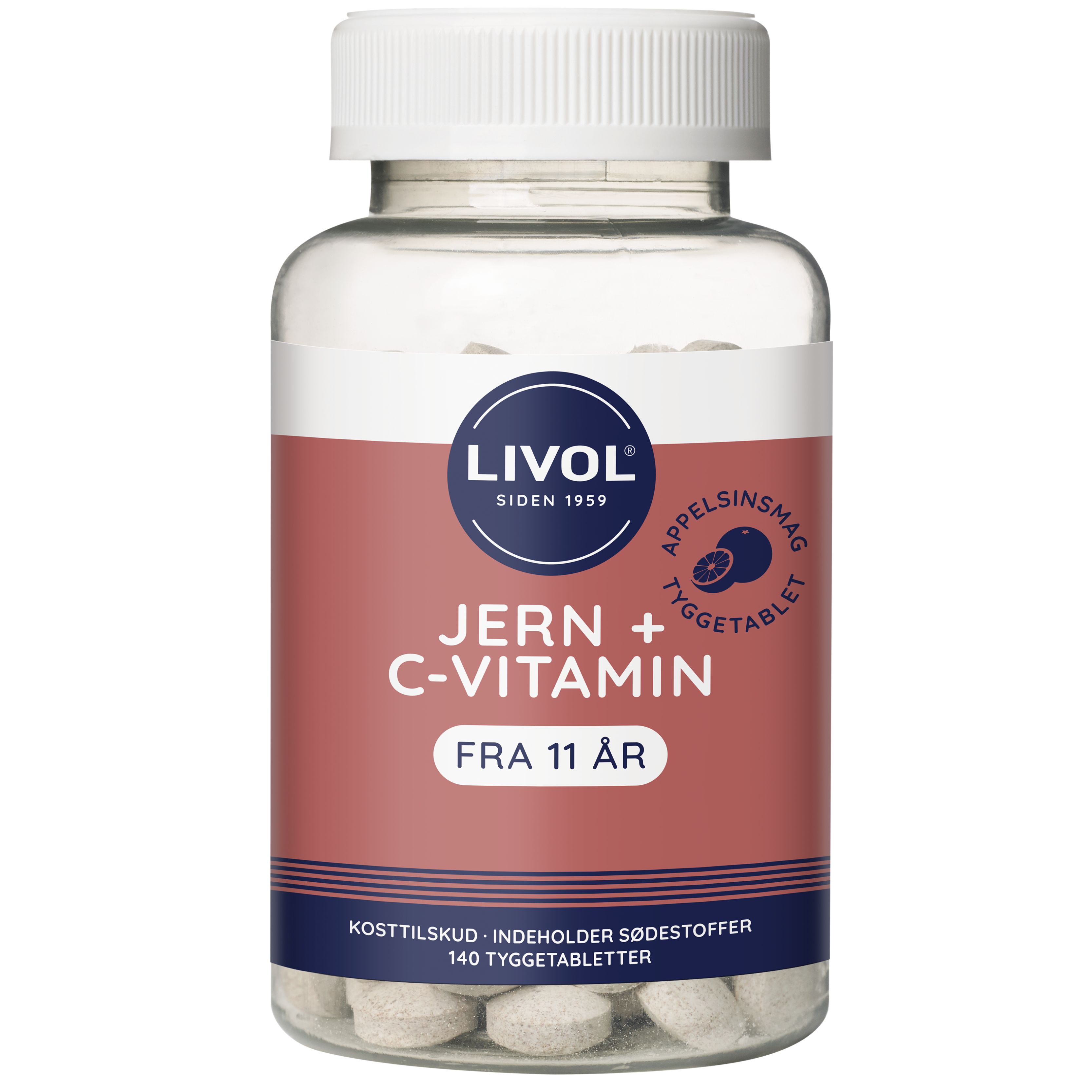 Livol Jern + C-Vitamin Appelsinsmag Tyggetabletter (140 tabl)