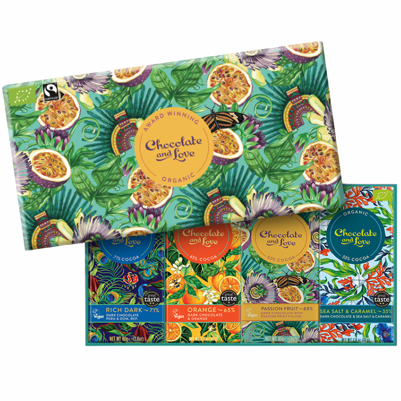 Chocolate and Love Passion Fruit Chokolade Gaveæske Ø (4 x 80/85 g)