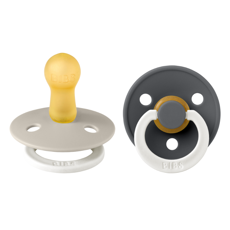 Bibs Pacifier Colour Latex Size 1 Sand GLOW/Iron GLOW (1 sæt)