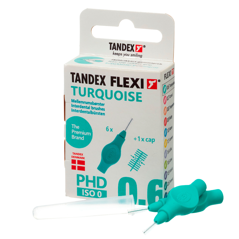 TANDEX Flexi Mellemrumsbørste Turquoise PHD 0.6/ISO 0 (6 stk)