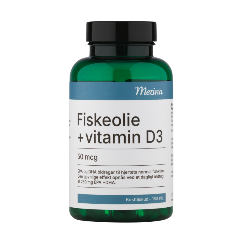 Mezina Fiskeolie M. Vitamin D3 50 mcg (160 kaps)