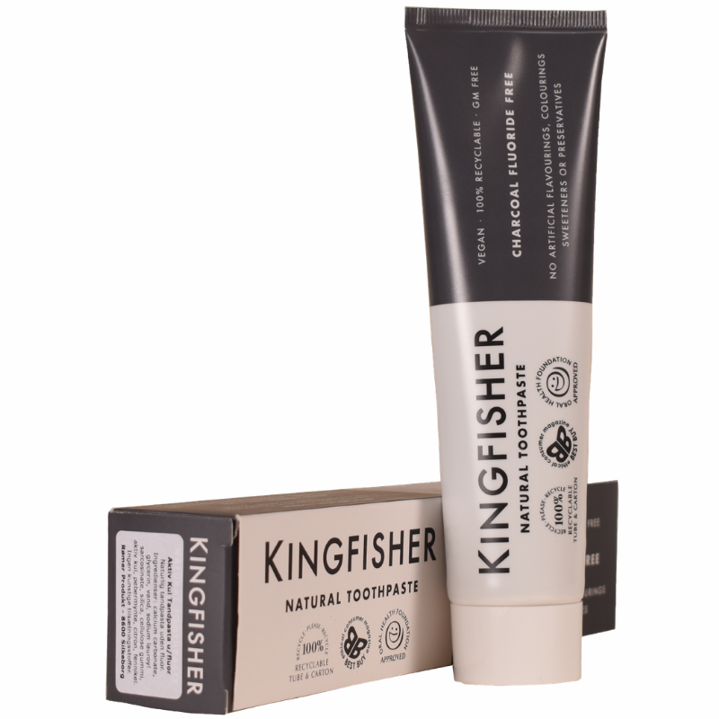 Kingfisher Vegansk Aktiv Kul Tandpasta Uden Fluor (100 ml)
