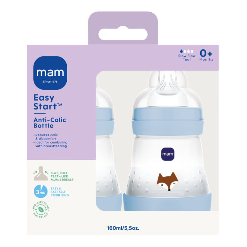 MAM Easy Start Anti Colic Sutteflaske Blue (160 ml) (2 stk)