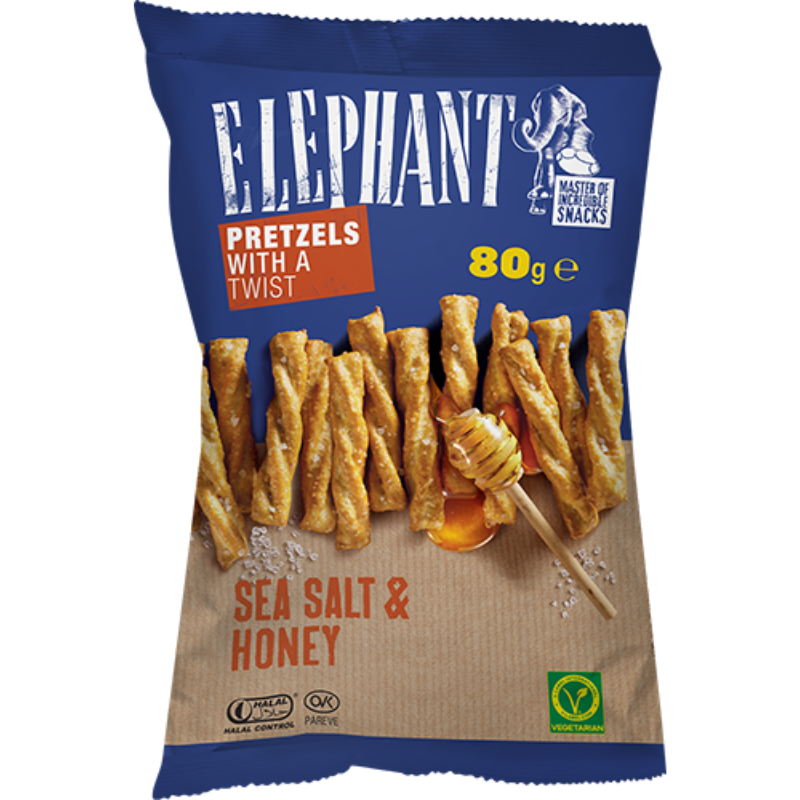 Elephant Pretzels Twisted Sea Salt & Honey (80 g)