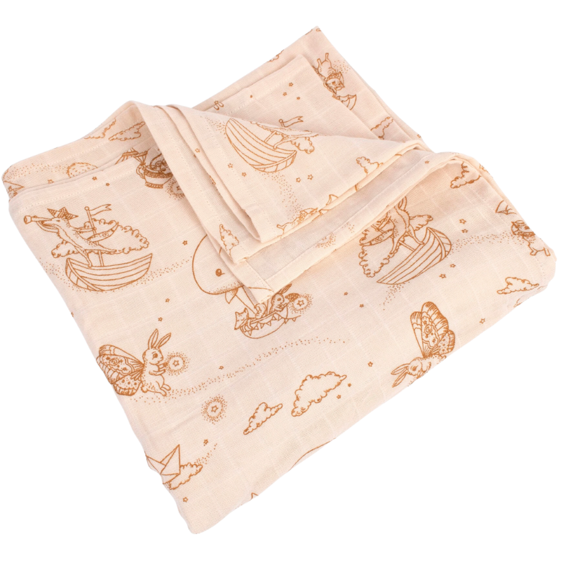 Filibabba Stor Stofble/Svøb 120x120 cm GOTS Dreamy Adventurers (1 stk)