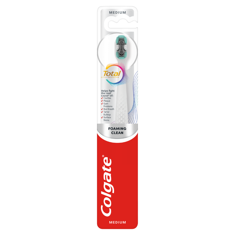 Colgate Total Foaming Clean Tandbørste Medium (1 stk)