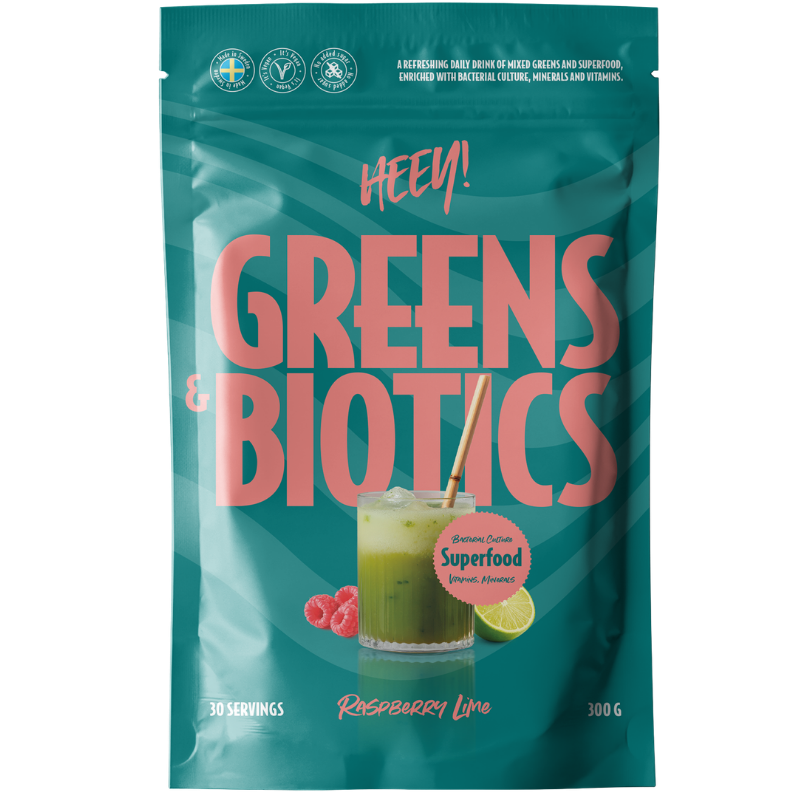 Heey! Greens & Biotics + Probiotics Raspberry Lime (300 g)