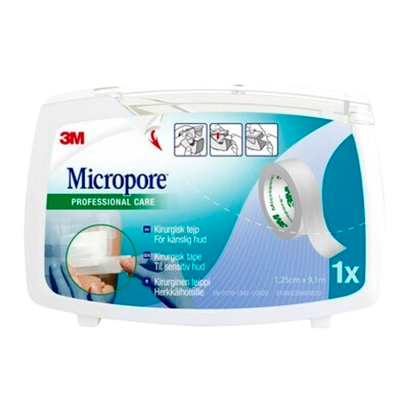 3M Micropore Kirurgisk Tape Hvid 1,25 cm x 9,14 m (1 stk)