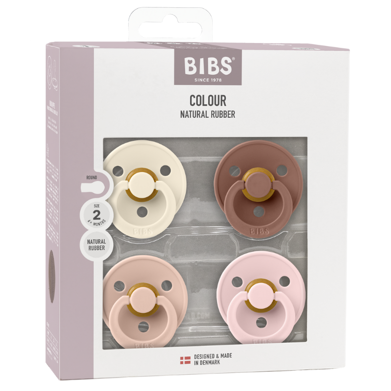 Bibs Pacifier Colour Latex Size 2 Ivory/Blush/Woodchuck/Blossom (1 sæt)