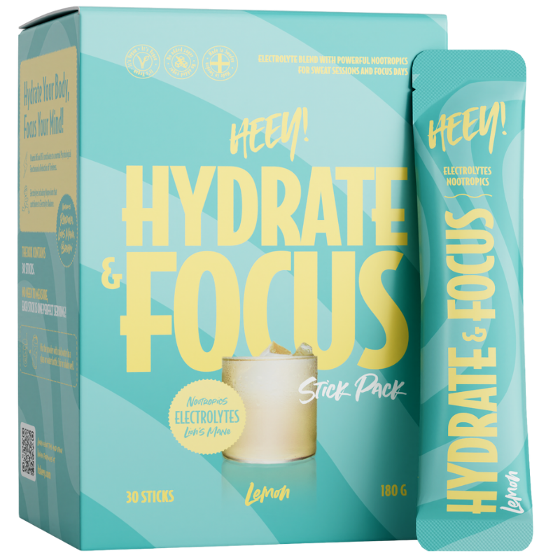 Heey! Hydrate & Focus Electrolytes + Lions Mane Lemon (30 x 6 g)