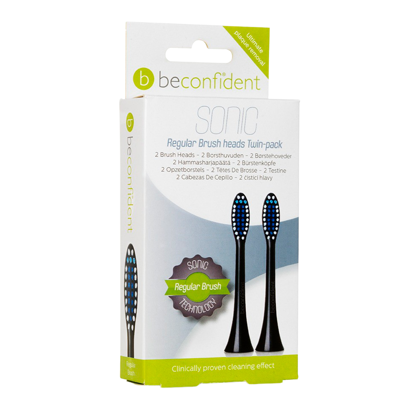 Beconfident Sonic Toothbrush Heads Regular Black (2 stk)
