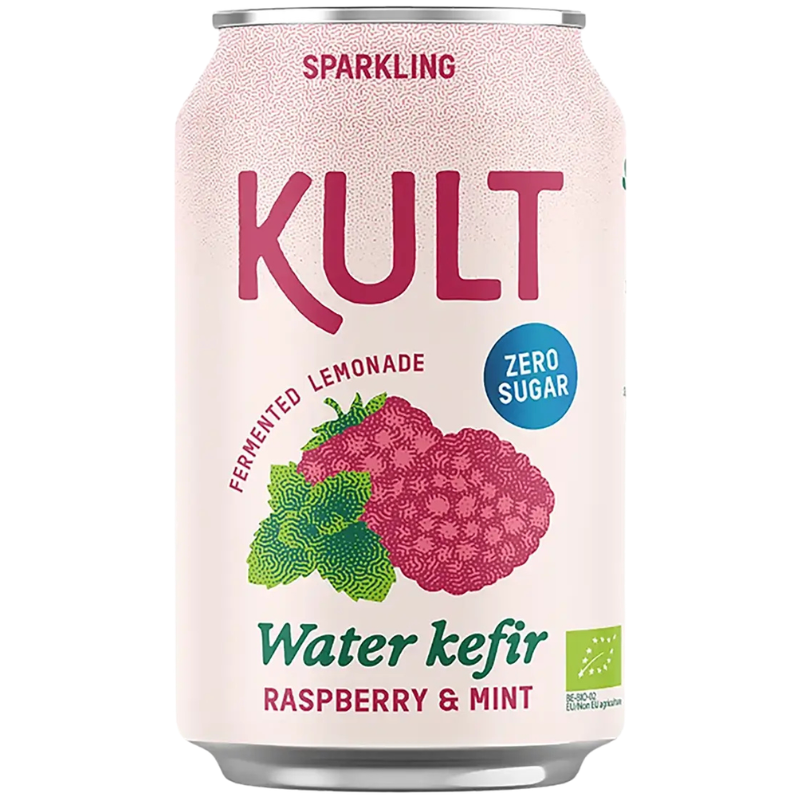 Kult Kefir Vandkefir Raspberry Mint Uden Sukker Ø (330 ml)