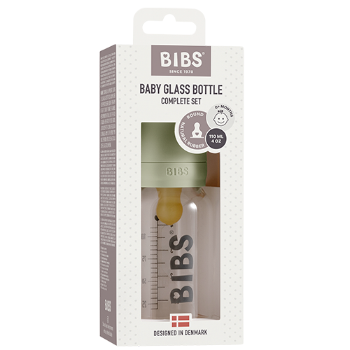 Bibs Baby Glass Bottle Complete Set Latex Sage (110 ml)