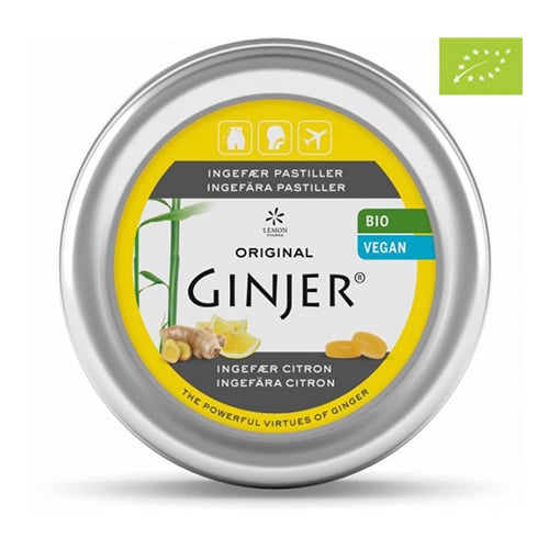 Lime Pharma GINJER® Ingefær CITRON Pastiller Ø (40 g) Lime Pharma GINJER® Ingefær CITRON Pastiller Ø (40 g)