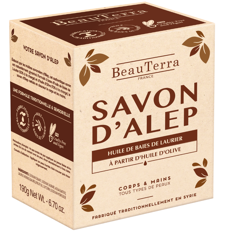 Beau Terra Traditionel Aleppo Sæbebar Uden Parfume (190 g)