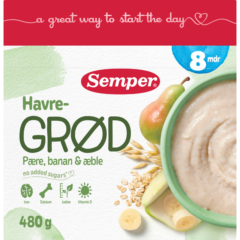 Semper Havregrød Pære & Banan 8M (480 g)
