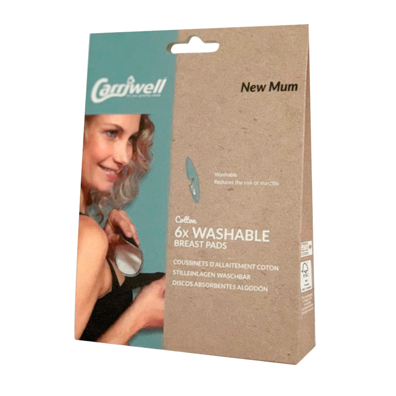Carriwell Washable Breast Pads Black - 6 stk