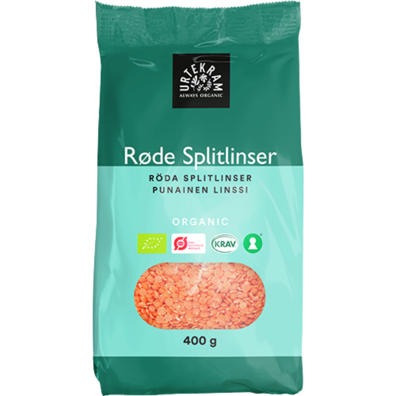 Urtekram Røde Splitlinser Ø - 400 g.