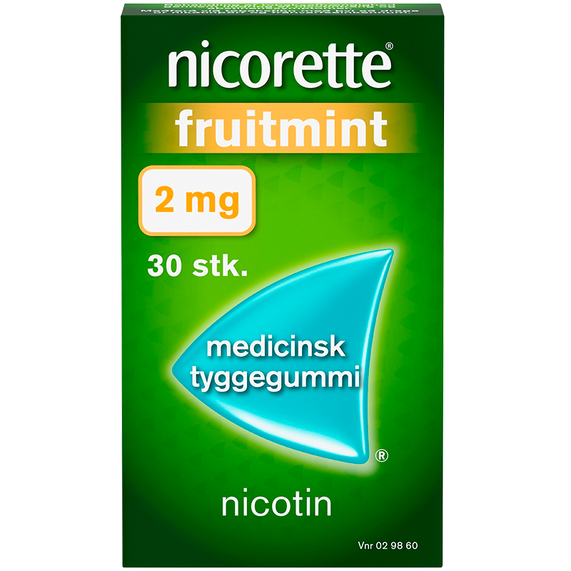 Nicorette Fruitmint Tyggegummi 2 mg (30 stk) Nicorette Fruitmint Tyggegummi 2 mg (30 stk)