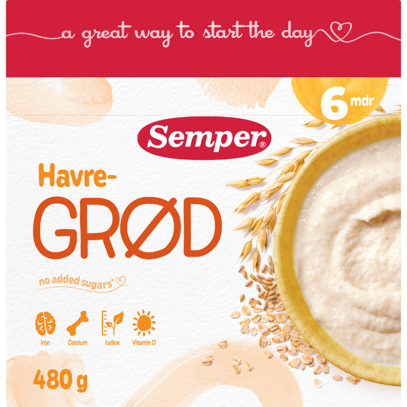Semper Havregrød Natural 6M (480 g)