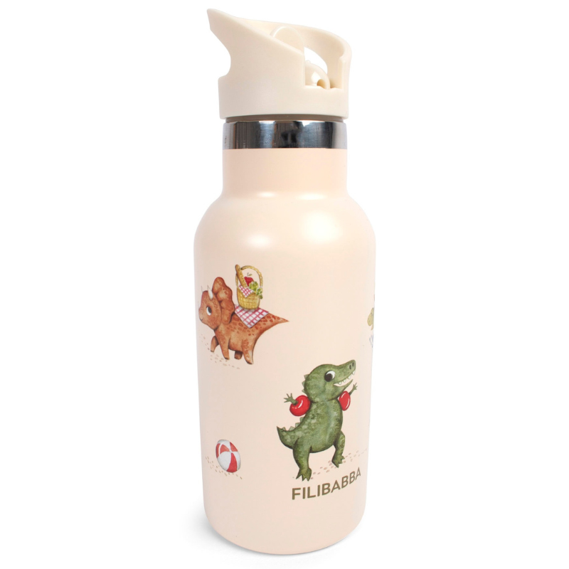 Filibabba Drikkeflaske I Rustfrit Stål - Dino Beach (1 stk)