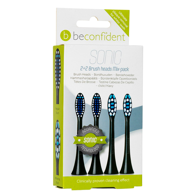 Beconfident Sonic Toothbrush Heads Mix Pack Black (2 x 2 stk)