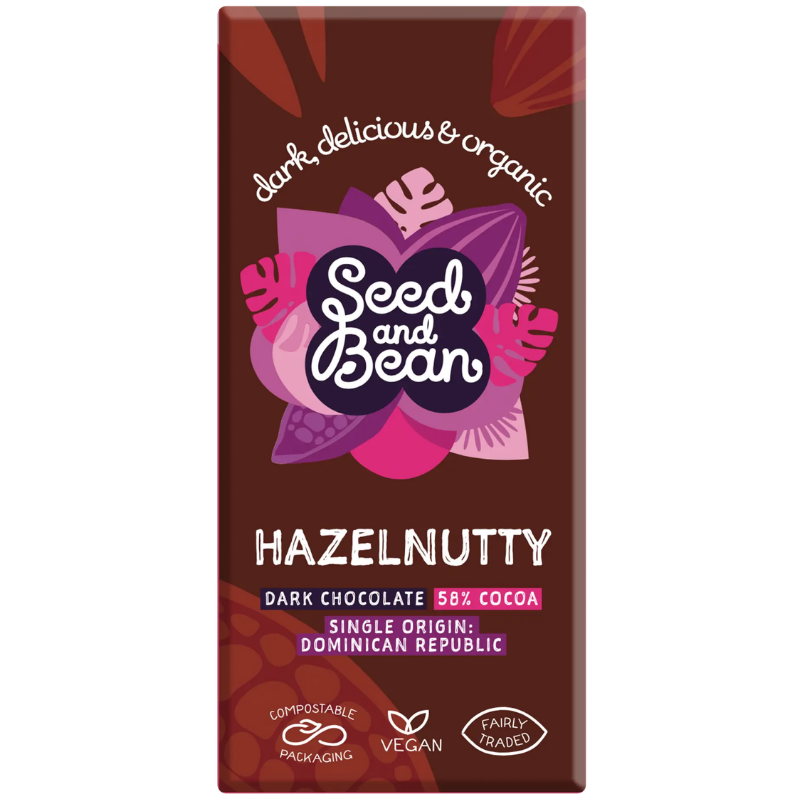 Seed & Bean Mørk Chokolade 58% Hasselnød Ø (75 g)