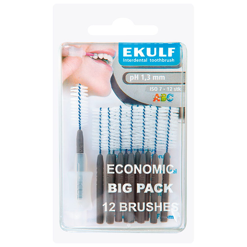 Ekulf PH Mellemrumsbørste 1,3 mm Grå - 12 stk