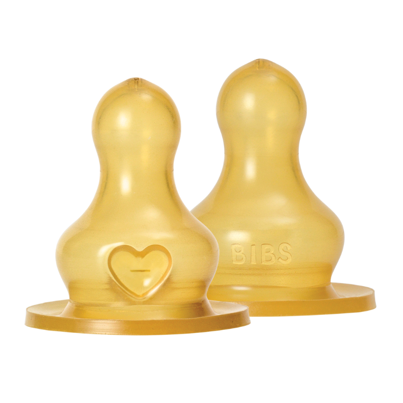 Bibs Baby Bottle Nipple Round Latex Medium Flow (1 sæt)