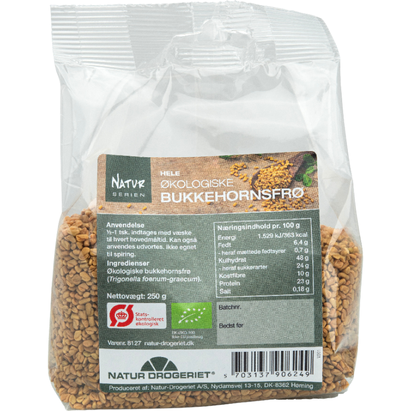 Natur Drogeriet Bukkehornsfrø Ø - 250 g. Natur Drogeriet Bukkehornsfrø Ø - 250 g.