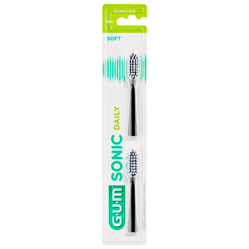GUM Refill Sonic Sort Børstehoveder (2 stk)