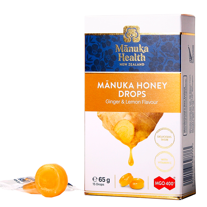Manuka Health MGO 400+ Manuka Honey Drops Citron & Ingefær (15 stk)