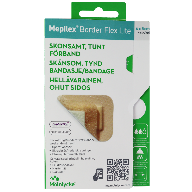 Mepilex Border Flex Lite Tynd Fleksibel Skum M. Silikoneklæb 4 x 5 cm (4 stk)