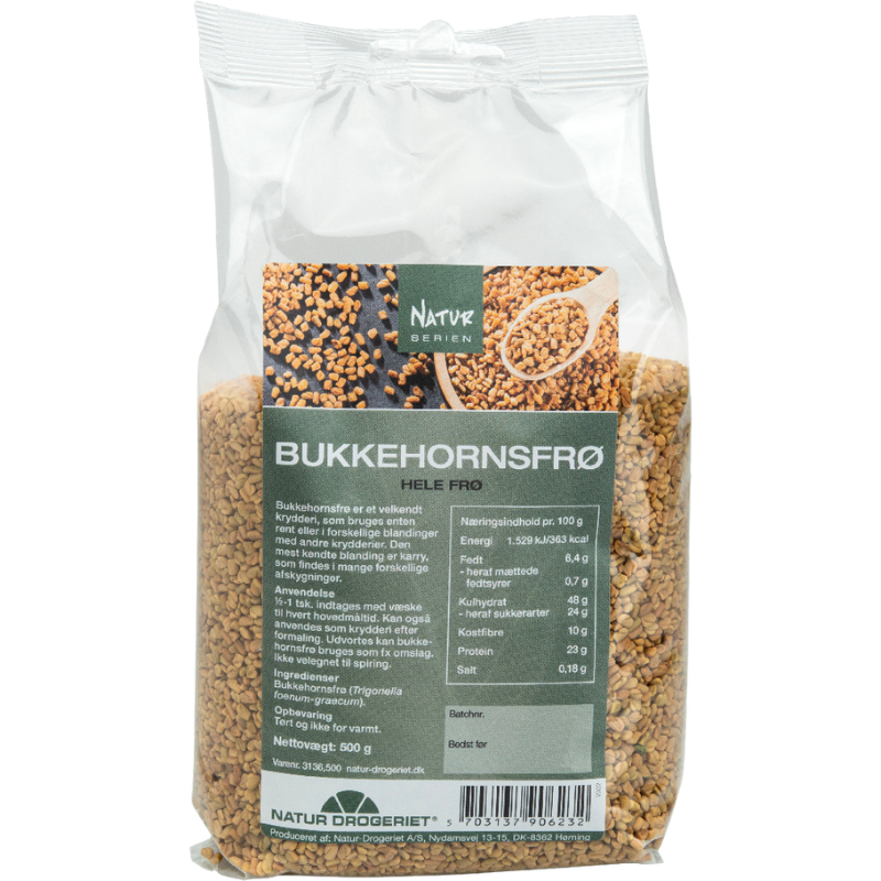 Natur Drogeriet Bukkehornsfrø Hele - 500 g. Natur Drogeriet Bukkehornsfrø Hele - 500 g.