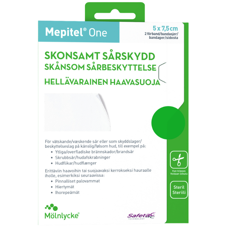 Mepitel One Sårkontaktlag M. Silikoneklæb 5 x 7,5 cm (2 stk)