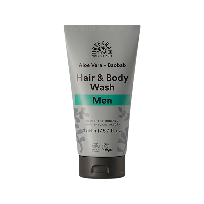 Urtekram MEN Hair & Body wash Aloe Vera & Baobab - 150 ml.